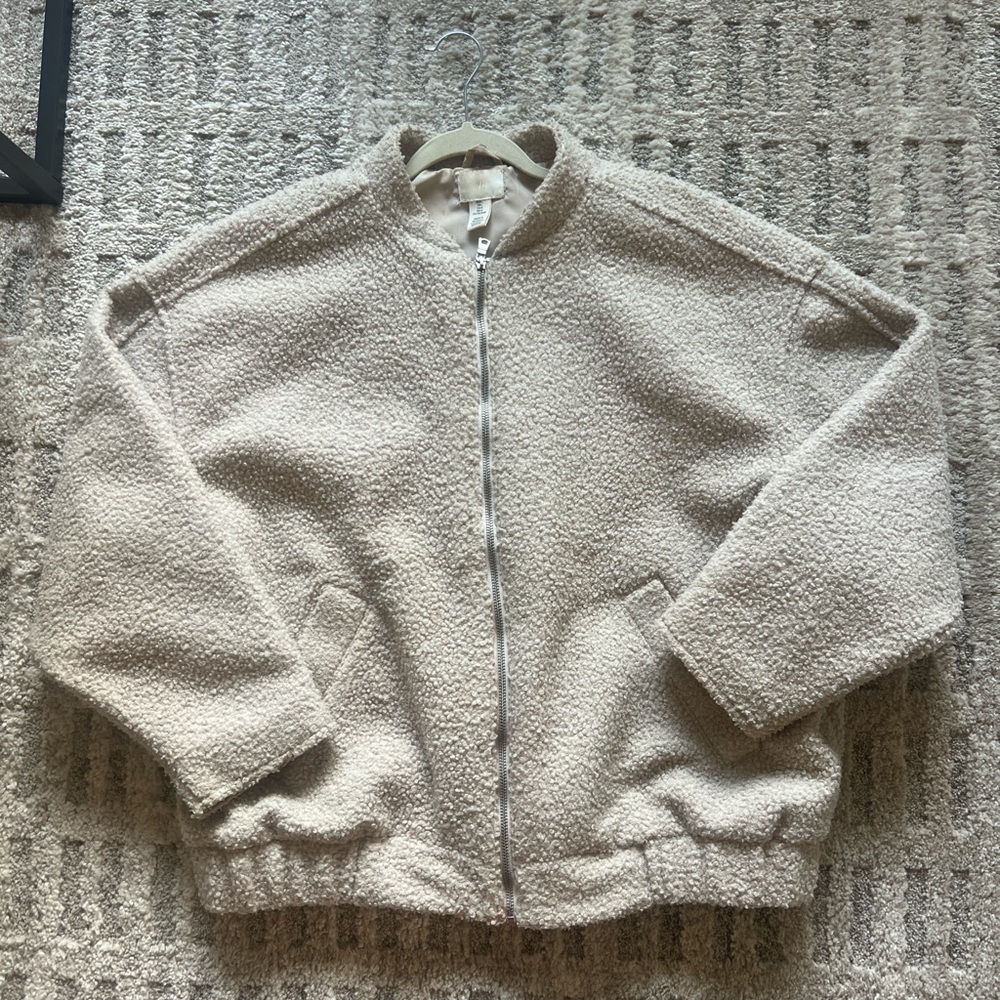 Ivory oversized bomber jacket